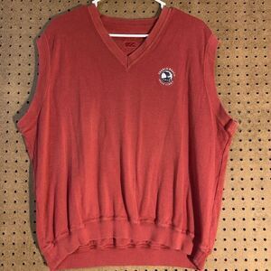 Cutter & Buck Sweater Vest Red Golf Sleeveless Pullover XL Cotton Pebble Beach